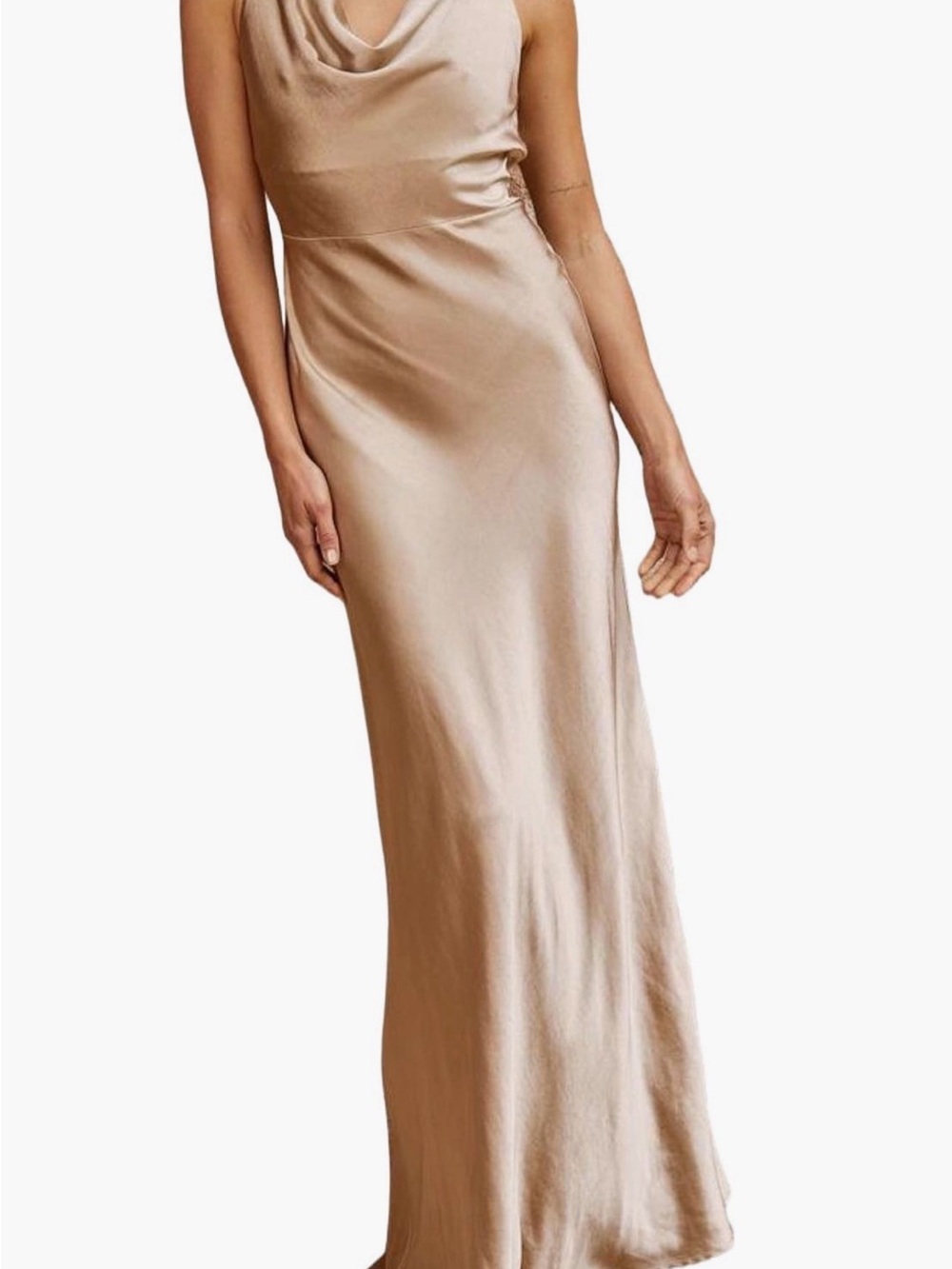 Elegant Satin Cowl-Neck Bridesmaid Dress in Champagne
